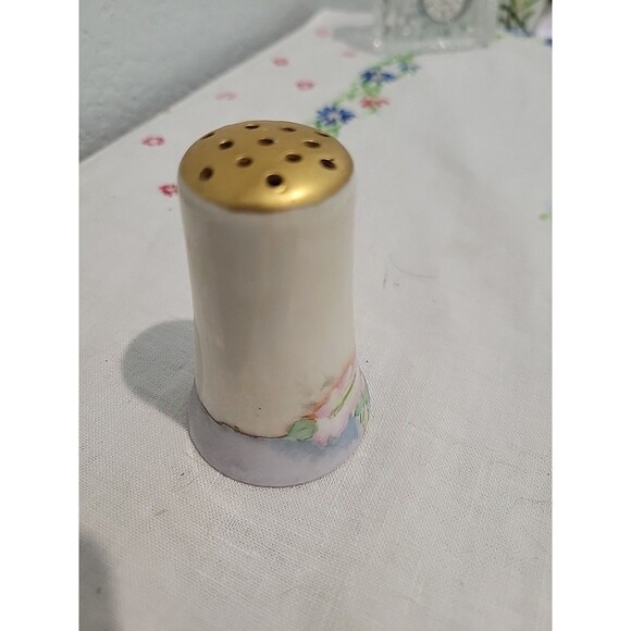 Vintage Hand Painted Porcelain 2.5" Floral Shaker Hat Pin Holder Floral Design - Picture 11 of 12